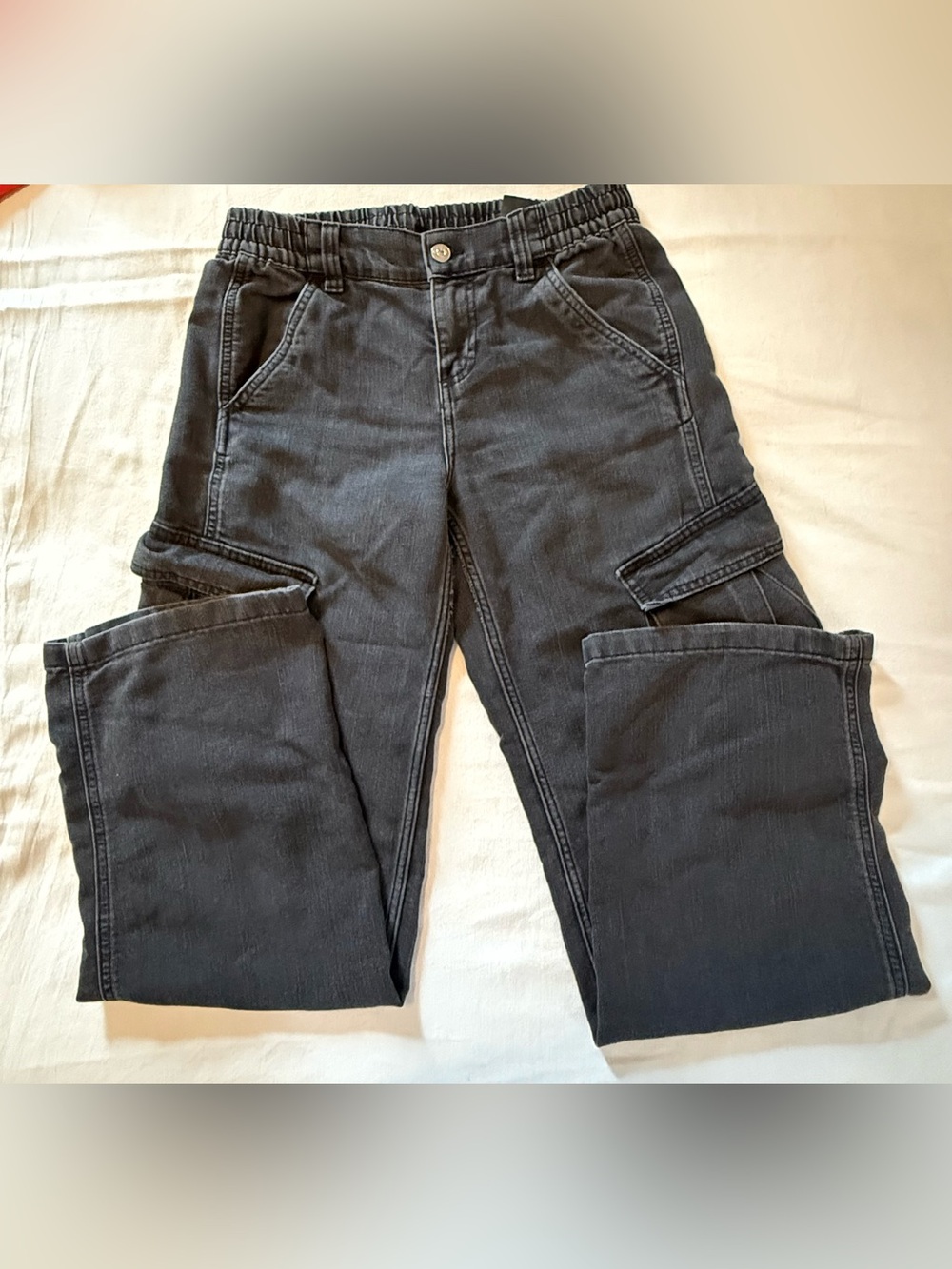 H&M Black Straight-Leg Cargo Jeans